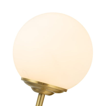 Aether Mid-Century Brass Wall Sconce with Opal Glass Globe